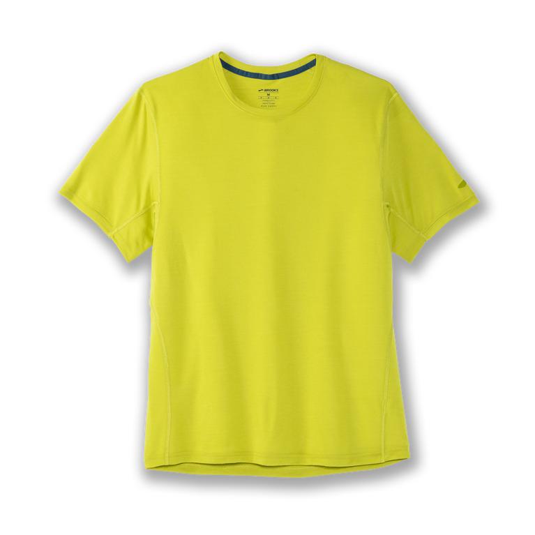 Brooks Distance Men's Short Sleeve Running Shirt - Bright Moss/Yellow (21574-LMJP)